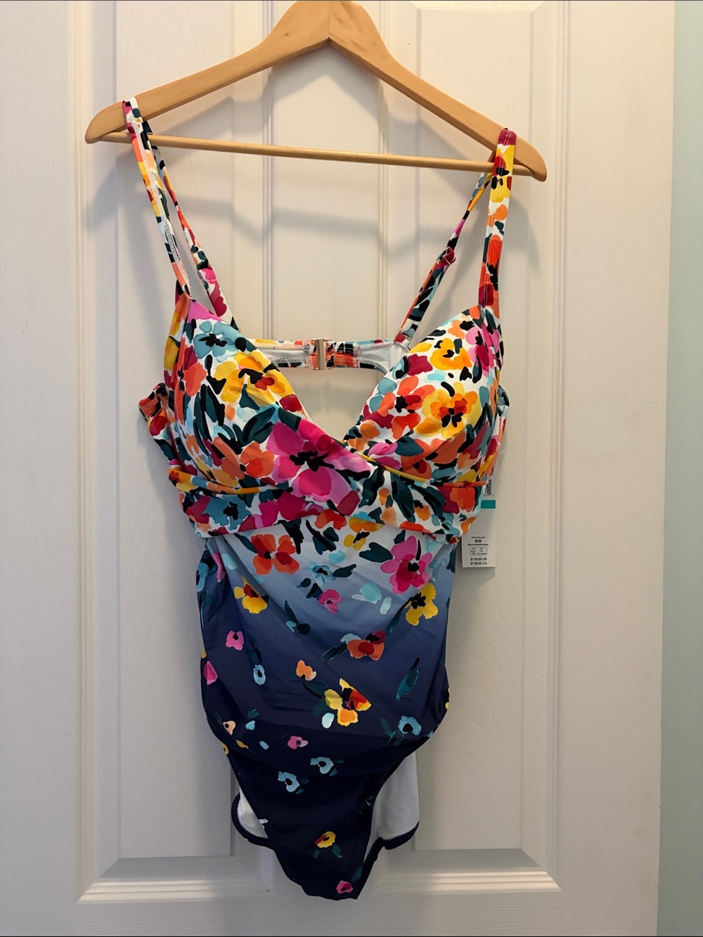 Anne Cole Floral Ombre One-Piece Swimsuit - Pink, Yellow, Blue, Orange, Navy
